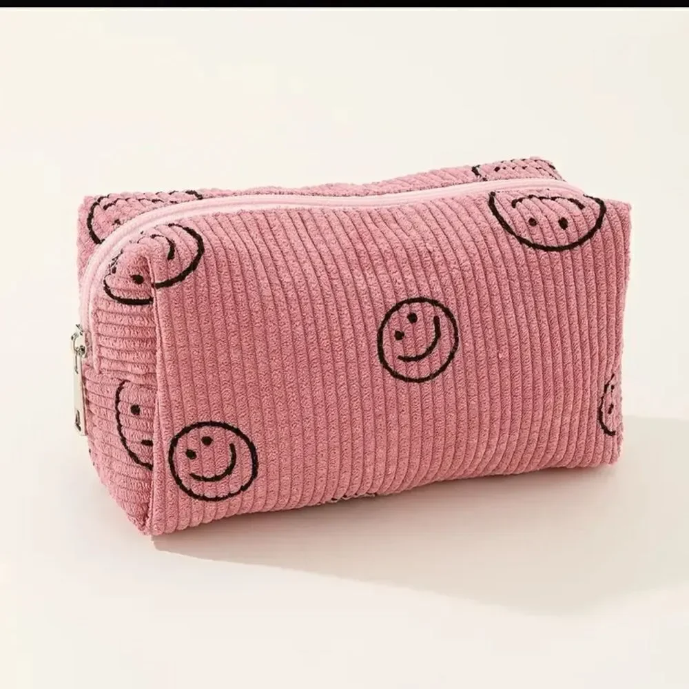 Smiley Face Corduroy Makeup Bags